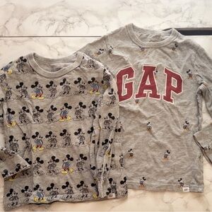 Gap kids Mickey Disney long sleeve t-shirts lot of 2 size 5 EUC